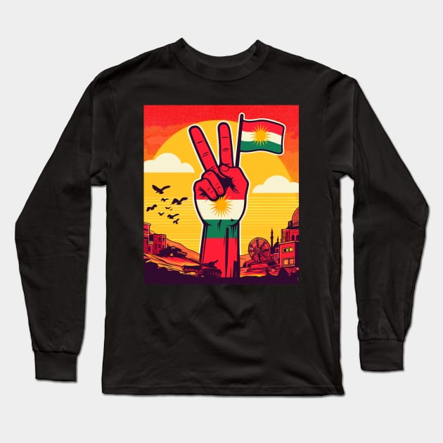 Biji kurdistan Peace and freedom Long Sleeve T-Shirt by TomFrontierArt
